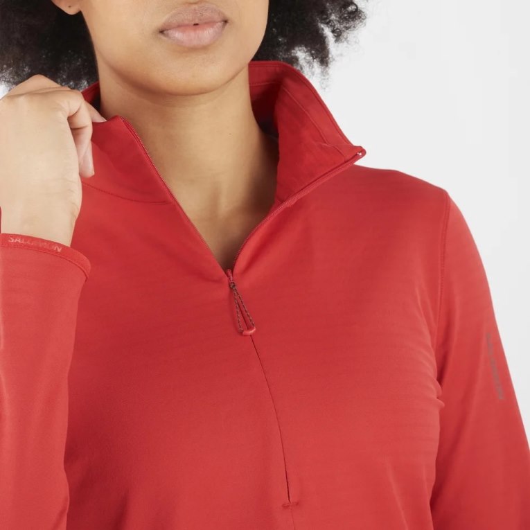 Chaquetas Salomon Essential Lightwarm Half Zip Mujer Rojos | MX ZJPG865